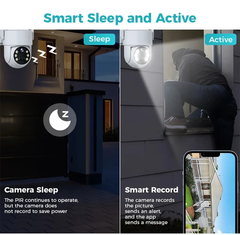 Hiseeu WTD714 4MP 2K HD Solar PTZ WiFi Security Camera PIR Motion Detection Color Night Vision Two-Way Audio IP66 Waterproof CCTV Surveillance Cameras iCSee APP