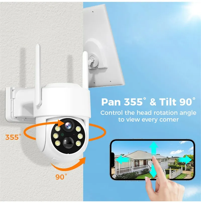Hiseeu WTD714 4MP 2K HD Solar PTZ WiFi Security Camera PIR Motion Detection Color Night Vision Two-Way Audio IP66 Waterproof CCTV Surveillance Cameras iCSee APP