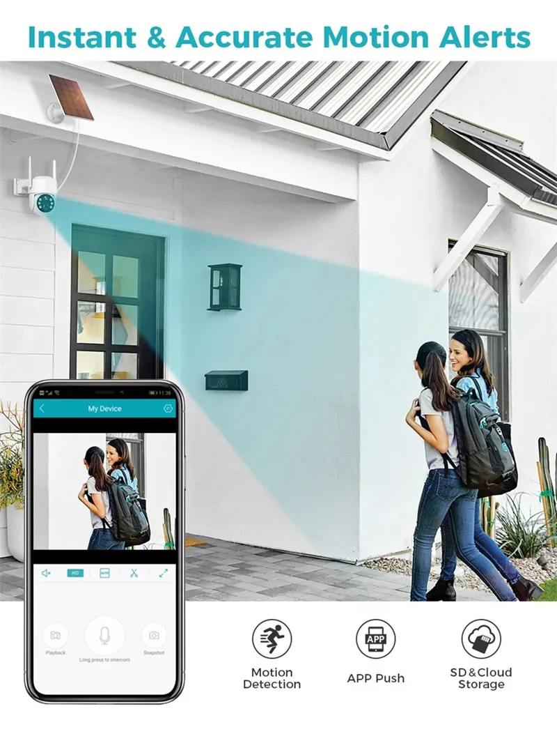 Hiseeu WTD714 4MP 2K HD Solar PTZ WiFi Security Camera PIR Motion Detection Color Night Vision Two-Way Audio IP66 Waterproof CCTV Surveillance Cameras iCSee APP