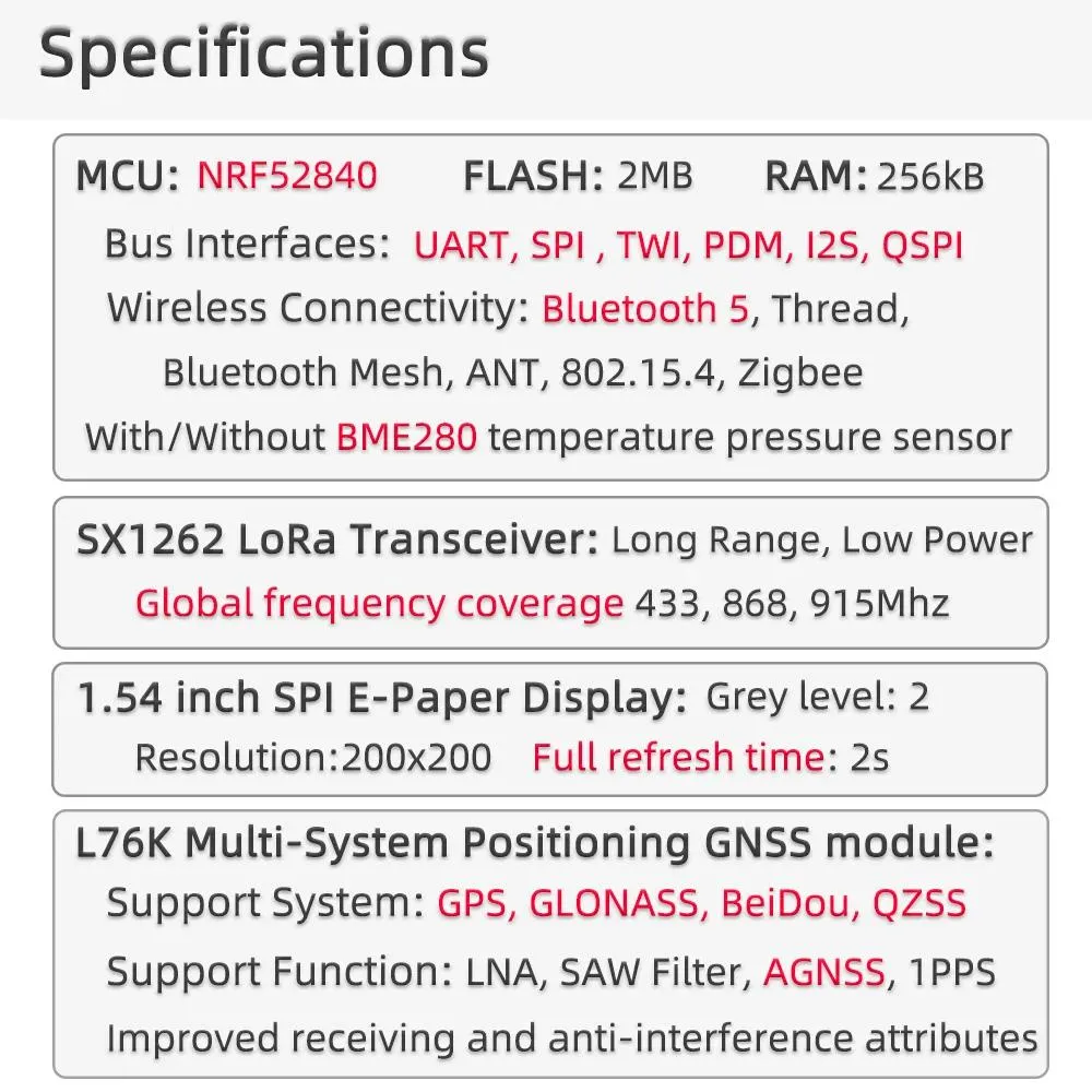 LILYGO® T-Echo SoftRF NRF52840 LoRa SX1262 433/868/915MHz Wireless Module L76K 1.54 E-Paper BME280 Sensor for Arduino LILYGO® T-Echo SoftRF NRF52840 LoRa SX1262 433/868/915MHz Wireless Module L76K 1.54 E-Paper BME280 Sensor for Arduino