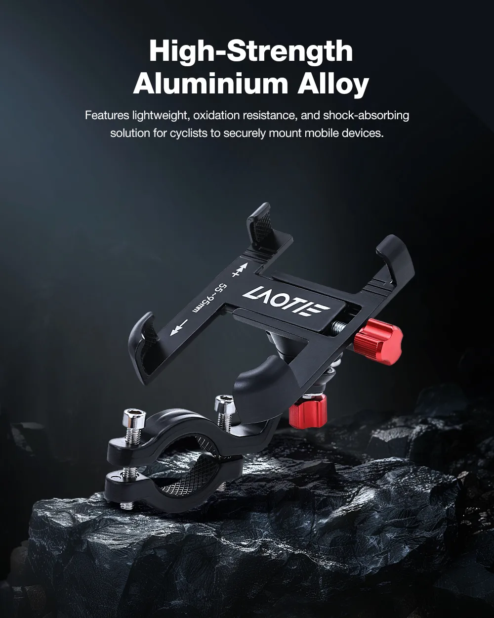 LAOTIE BM2 Universal Bike Phone Holder Four Corners Shockproof Free Rotation 4.0-7.0 Cellphone Electric Scooter Motorcycle Bicycle Mount for SAMEBIKE LAOTIE