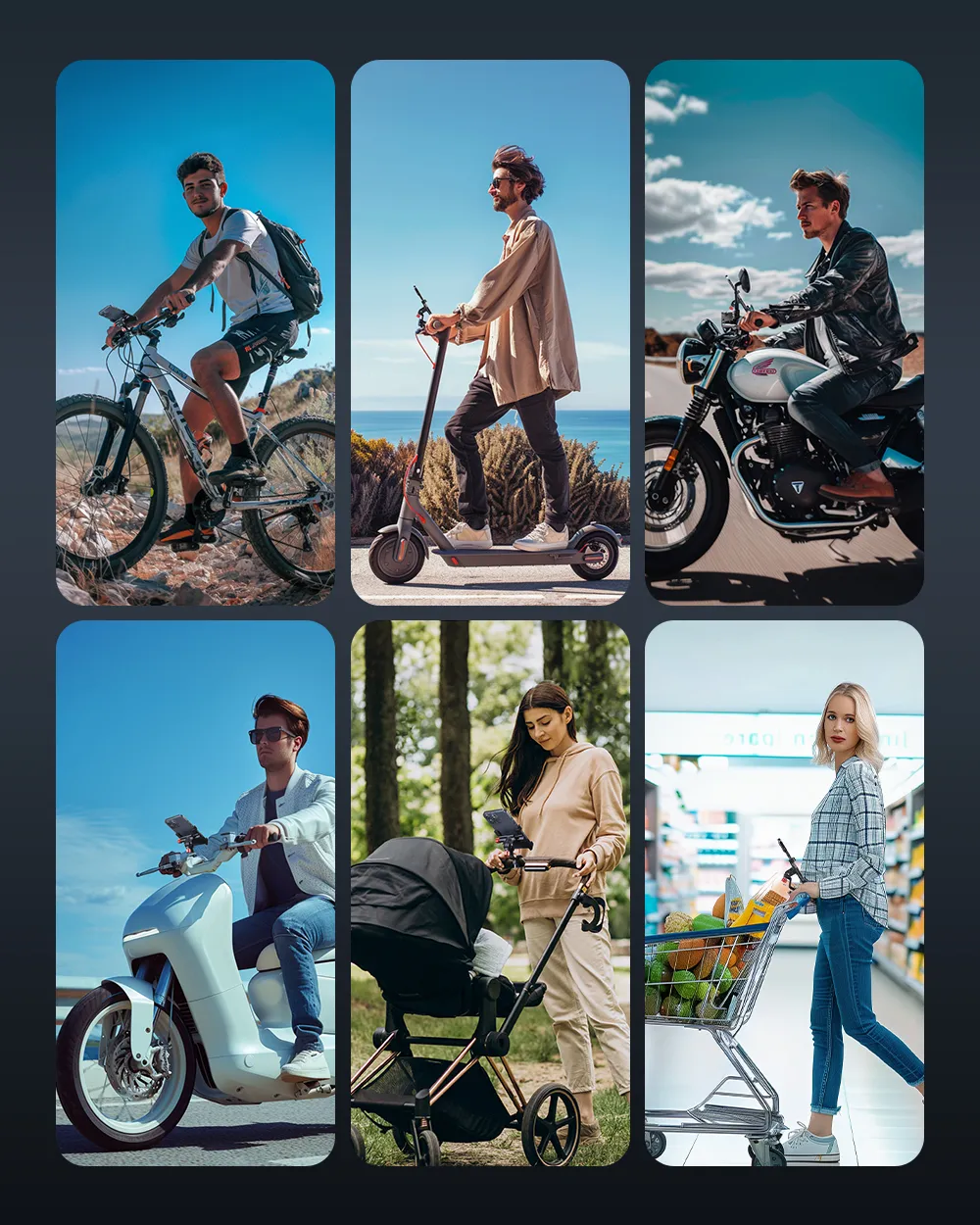 LAOTIE BM2 Universal Bike Phone Holder Four Corners Shockproof Free Rotation 4.0-7.0 Cellphone Electric Scooter Motorcycle Bicycle Mount for SAMEBIKE LAOTIE