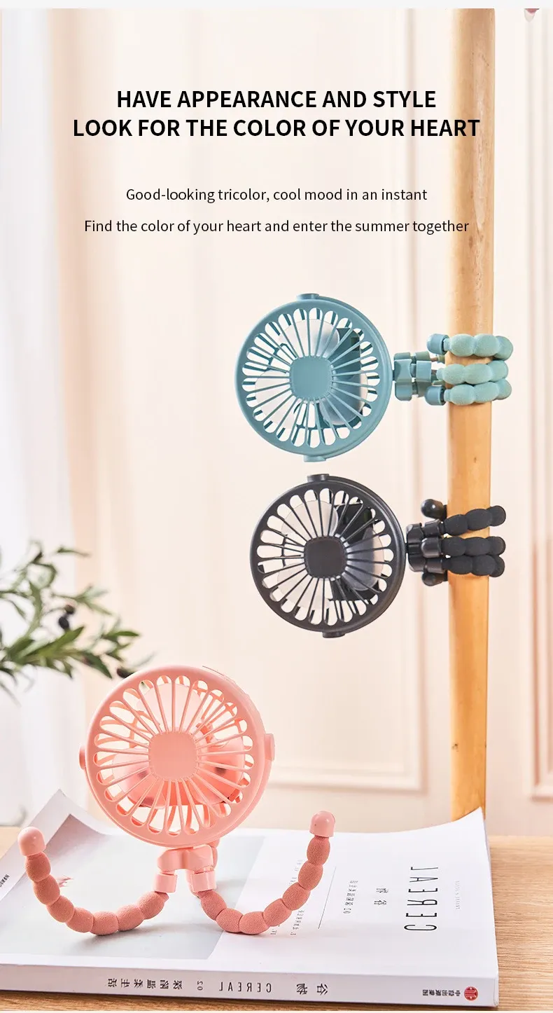 Compact Portable Octopus Handheld Night Light Cooling Fan 500mAh with Accessories Compact Portable Octopus Handheld Night Light Cooling Fan 500mAh with Accessories