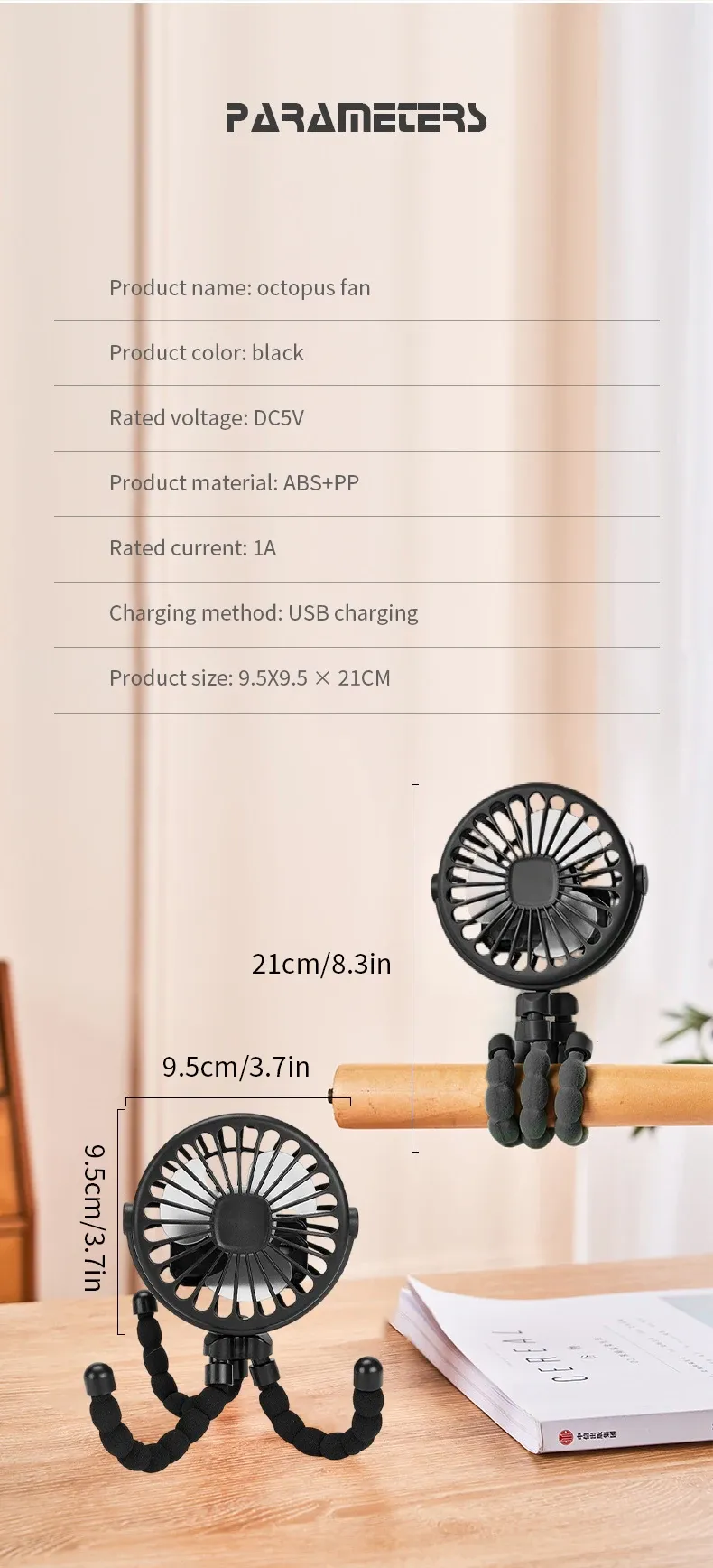 Compact Portable Octopus Handheld Night Light Cooling Fan 500mAh with Accessories Compact Portable Octopus Handheld Night Light Cooling Fan 500mAh with Accessories