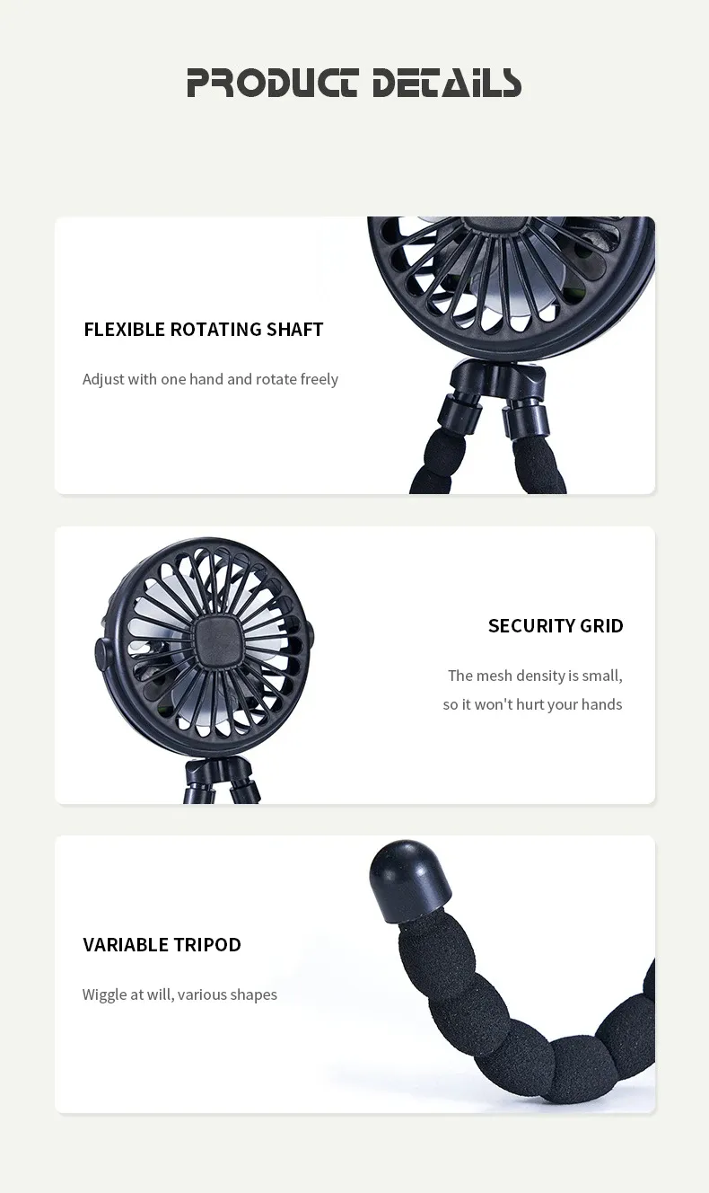 Compact Portable Octopus Handheld Night Light Cooling Fan 500mAh with Accessories Compact Portable Octopus Handheld Night Light Cooling Fan 500mAh with Accessories