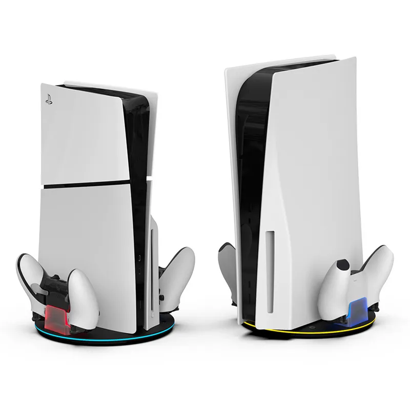 HC-A3777 for PS5/PS5 Slim Host Charger Dock Dual Game Controller Magnetic Charging Stand with RGB Light