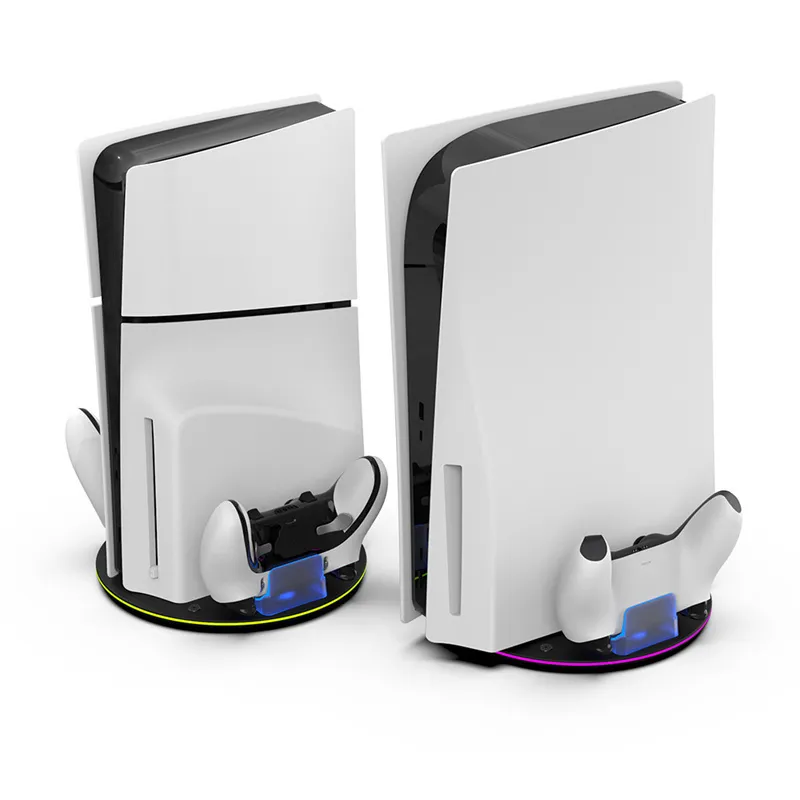 HC-A3777 for PS5/PS5 Slim Host Charger Dock Dual Game Controller Magnetic Charging Stand with RGB Light