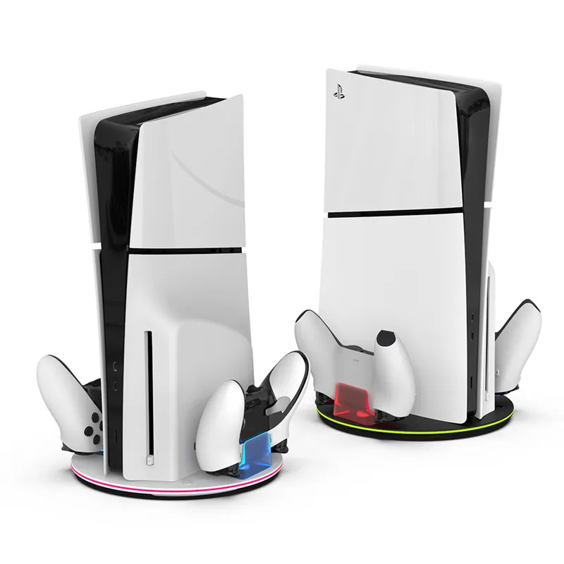 HC-A3777 for PS5/PS5 Slim Host Charger Dock Dual Game Controller Magnetic Charging Stand with RGB Light