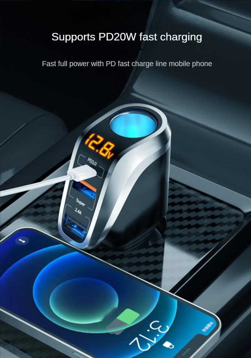 OZIO 66W+PD 20W Car QC Fast Charging Socket 12V-24V Car Charger For All Car Models