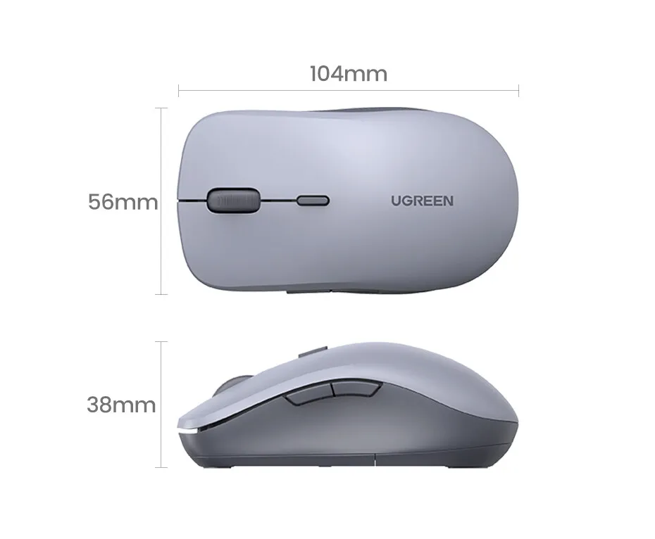 UGreen MU002 Dual Mode Wireless Mouse 1000-4000DPI 2.4G Wireless & bluetooth Ergonomics Mute Mice UGreen MU002 Dual Mode Wireless Mouse 1000-4000DPI 2.4G Wireless & bluetooth Ergonomics Mute Mice