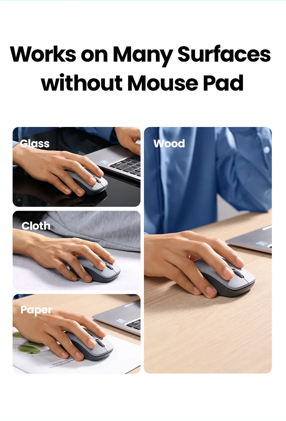 UGreen MU002 Dual Mode Wireless Mouse 1000-4000DPI 2.4G Wireless & bluetooth Ergonomics Mute Mice UGreen MU002 Dual Mode Wireless Mouse 1000-4000DPI 2.4G Wireless & bluetooth Ergonomics Mute Mice