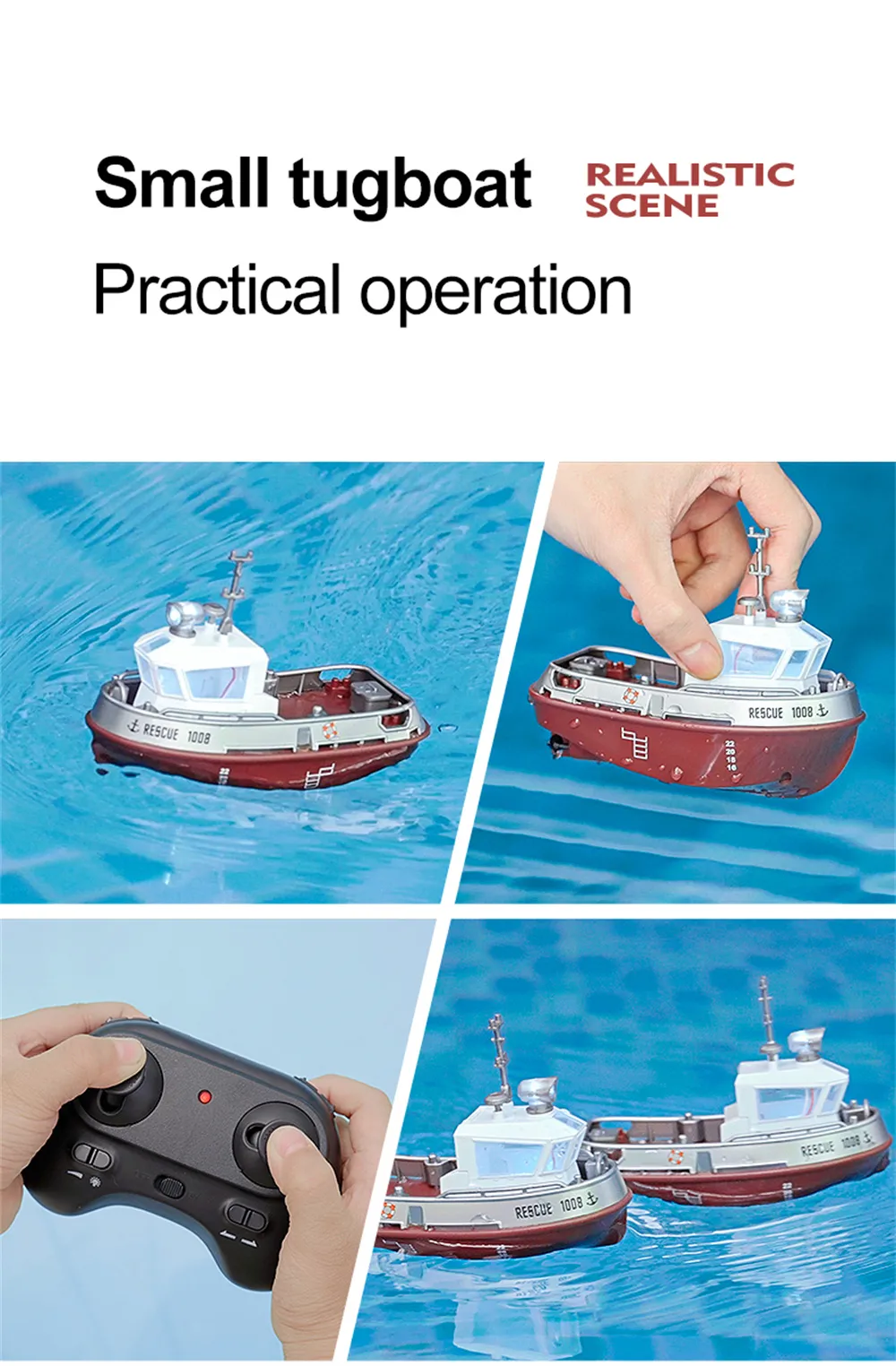 S820 1/32 2.4G Mini RC Boat LED Light Dual Motor Waterproof Remote Control Rescue 1008 Wireless Electric Vehicles Models Toys Kids Children Gift