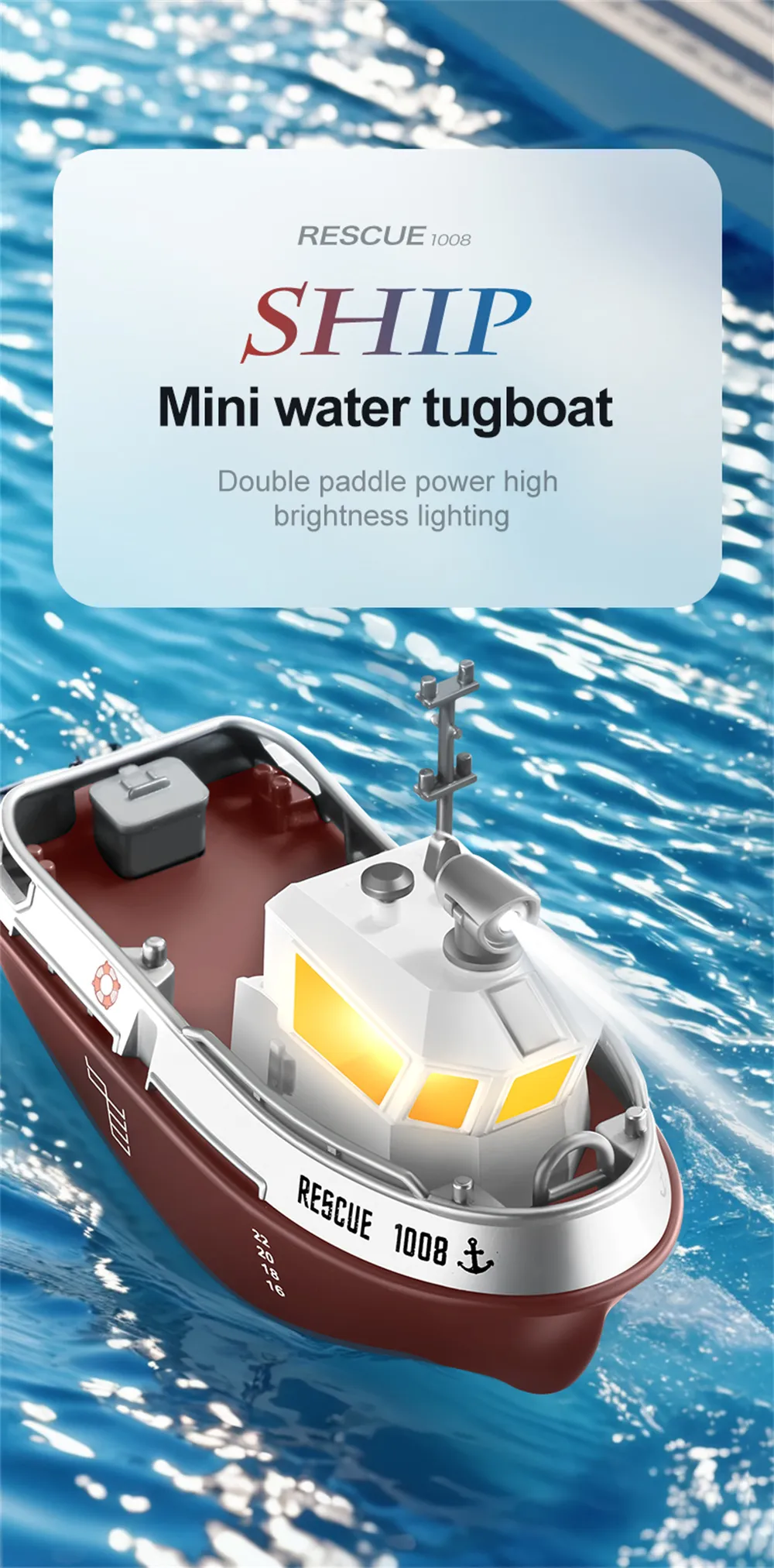 S820 1/32 2.4G Mini RC Boat LED Light Dual Motor Waterproof Remote Control Rescue 1008 Wireless Electric Vehicles Models Toys Kids Children Gift