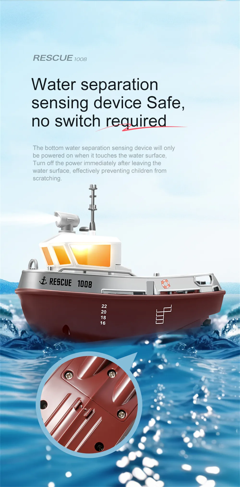 S820 1/32 2.4G Mini RC Boat LED Light Dual Motor Waterproof Remote Control Rescue 1008 Wireless Electric Vehicles Models Toys Kids Children Gift