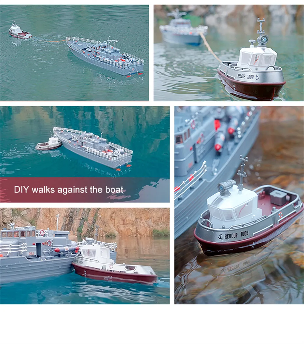 S820 1/32 2.4G Mini RC Boat LED Light Dual Motor Waterproof Remote Control Rescue 1008 Wireless Electric Vehicles Models Toys Kids Children Gift