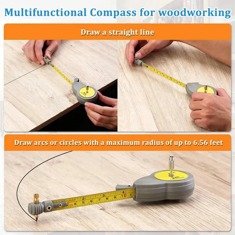 2m/6.56ft Rotape Tape Measure Compass with 10 Pencil Leads Measure Beam Compass for Drawing Circles and Lines 2m/6.56ft Rotape Tape Measure Compass with 10 Pencil Leads Measure Beam Compass for Drawing Circles and Lines