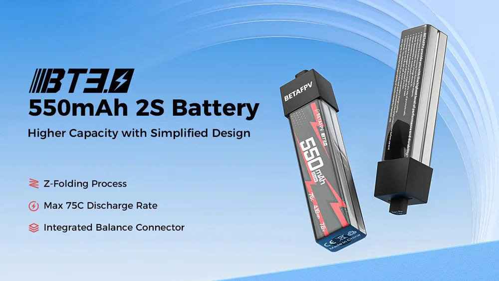2PCS BETAFPV BT3.0 550mAh 75C 2S Battery for Pavo20 Pocket 2PCS BETAFPV BT3.0 550mAh 75C 2S Battery for Pavo20 Pocket