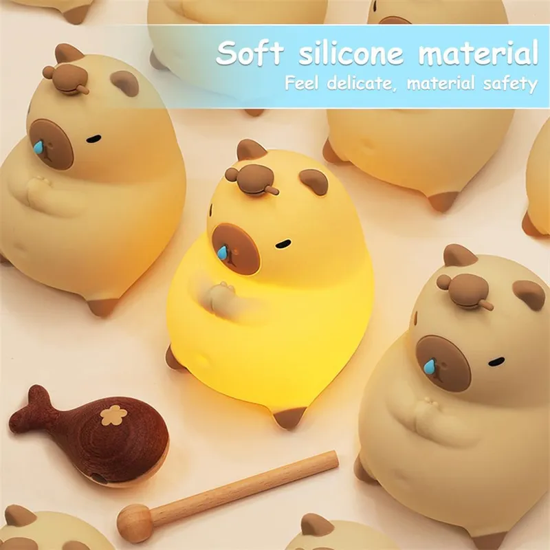 RGB Silicone Cartoon LED Night Light, USB Rechargeable Timing Lamp Room Decoration Cute Light