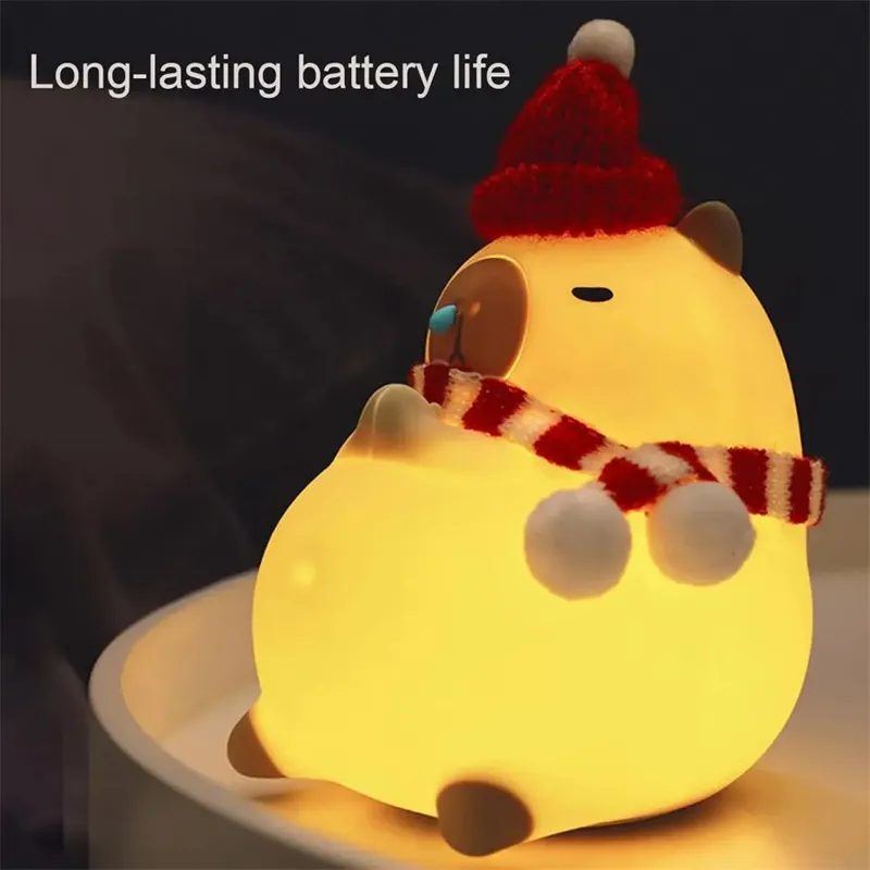 RGB Silicone Cartoon LED Night Light, USB Rechargeable Timing Lamp Room Decoration Cute Light