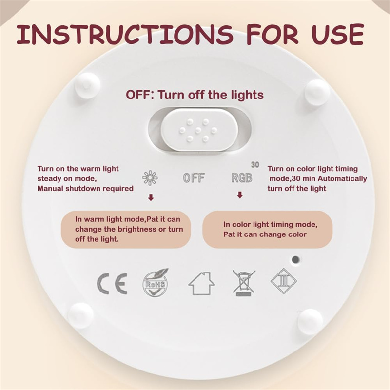 RGB Silicone Cartoon LED Night Light, USB Rechargeable Timing Lamp Room Decoration Cute Light