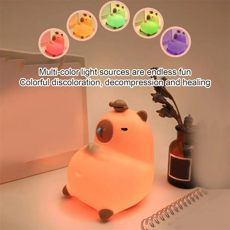 RGB Silicone Cartoon LED Night Light, USB Rechargeable Timing Lamp Room Decoration Cute Light