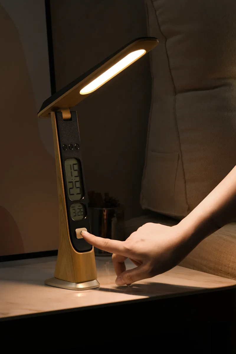 Portable Foldable Desk Lamp Wood Texture LED Table Lamp With Rechargeable Built-In 1800mah Battery LCD Display Portable Foldable Desk Lamp Wood Texture LED Table Lamp With Rechargeable Built-In 1800mah Battery LCD Display