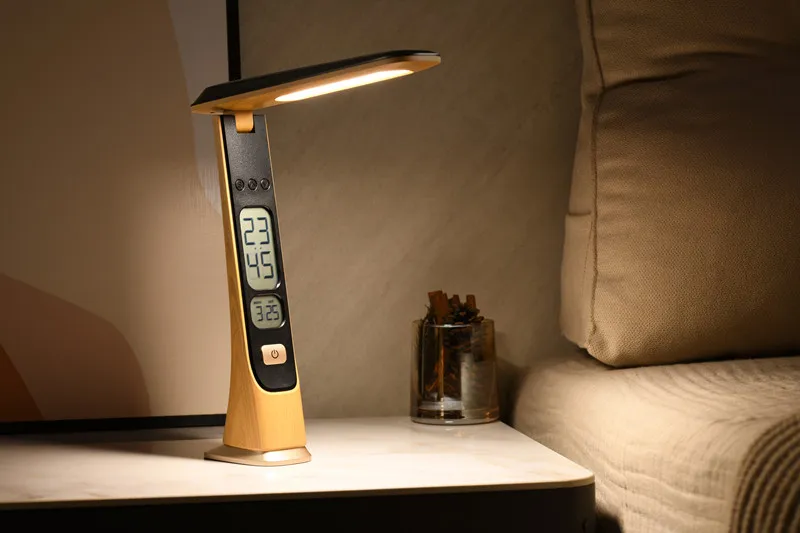 Portable Foldable Desk Lamp Wood Texture LED Table Lamp With Rechargeable Built-In 1800mah Battery LCD Display Portable Foldable Desk Lamp Wood Texture LED Table Lamp With Rechargeable Built-In 1800mah Battery LCD Display