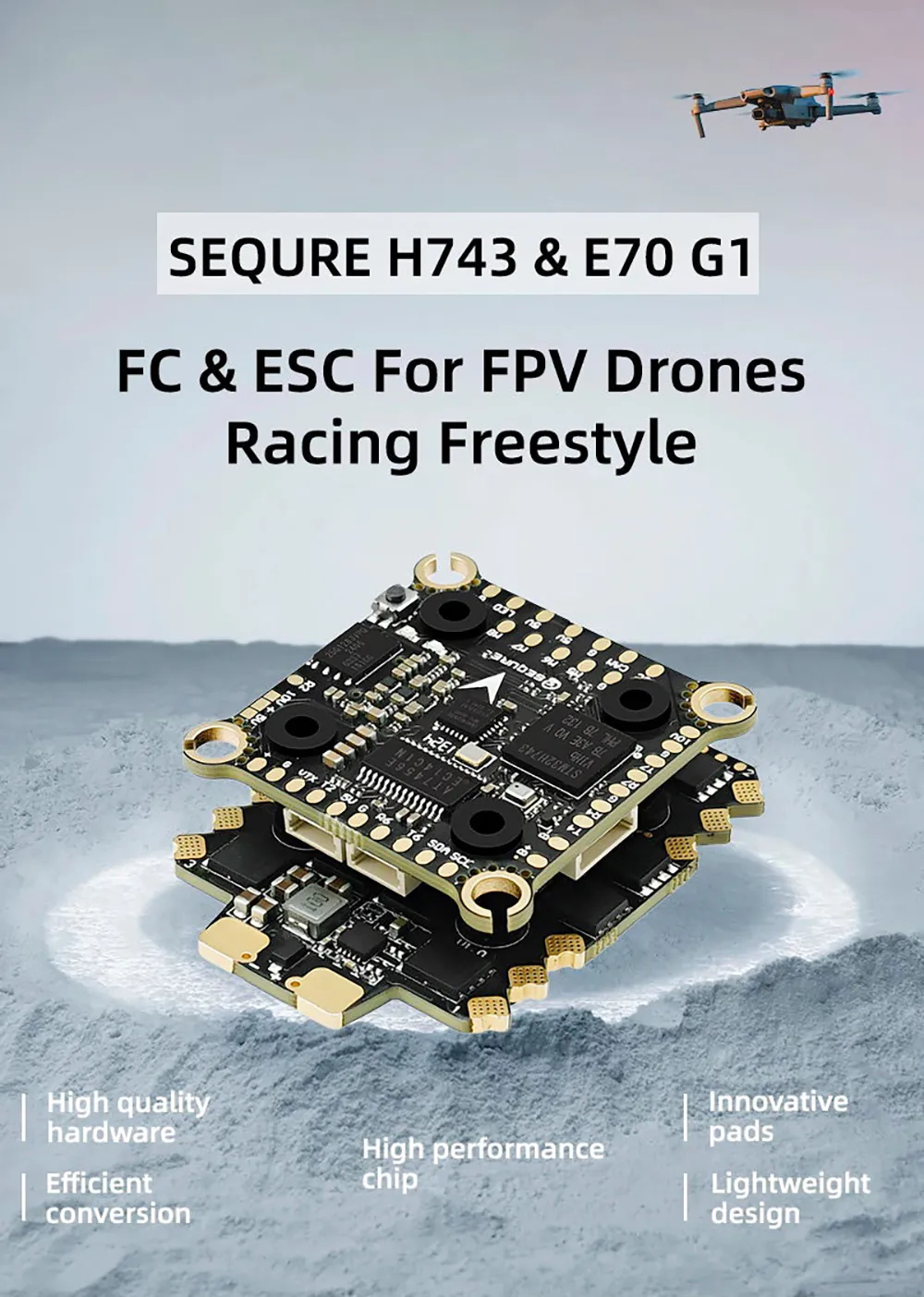 30.5x30.5mm SEQURE H743 & E70 G1 Stack Flight Controller MPU6000 70A 128K 4-8S ESC for Racing Freestyle FPV Racing Drone 30.5x30.5mm SEQURE H743 & E70 G1 Stack Flight Controller MPU6000 70A 128K 4-8S ESC for Racing Freestyle FPV Racing Drone