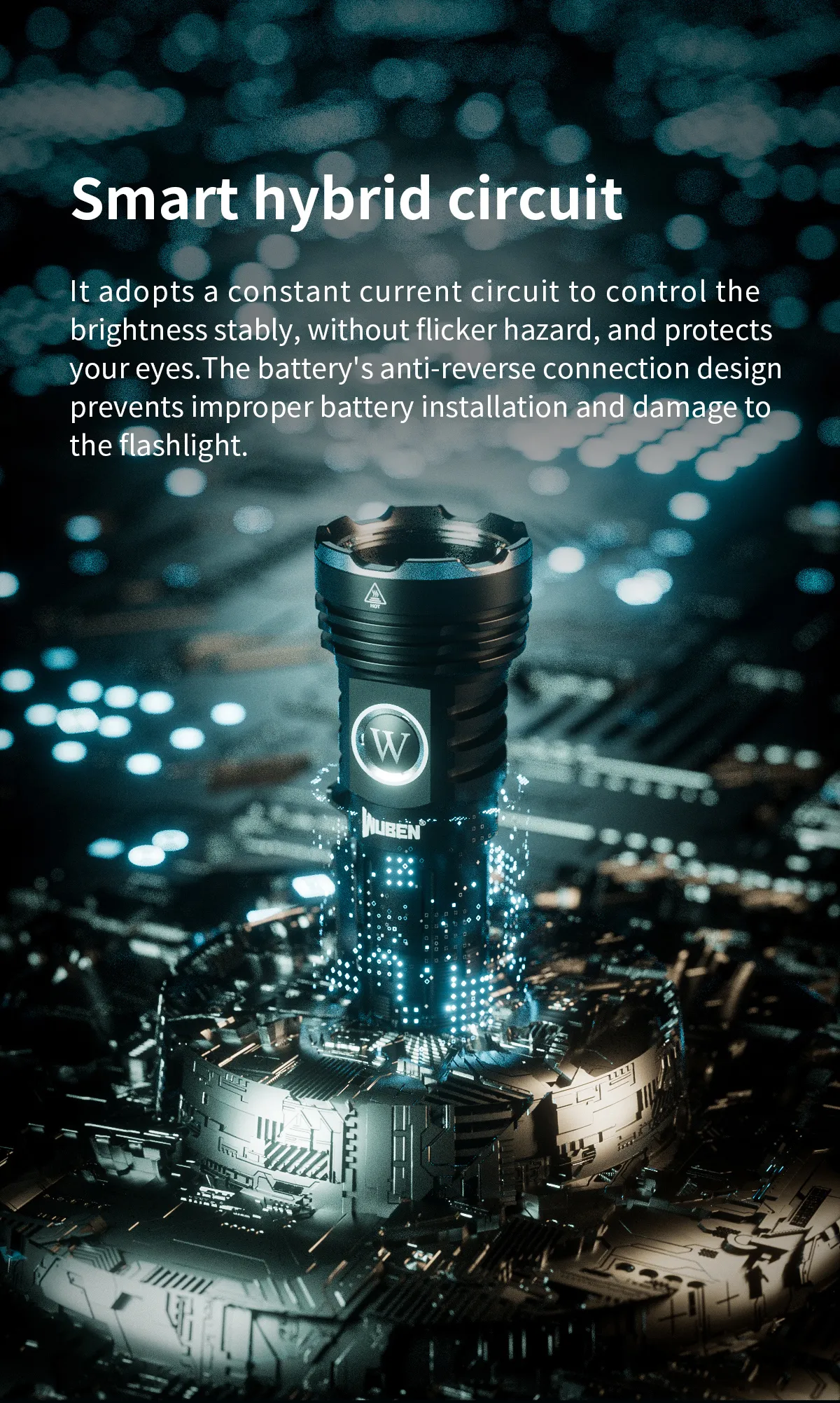 WUBEN T600 1400 Lumen 600m Long Range Tactical Flashight, USB Rechargeable Dual Button for Camping Searching Light
