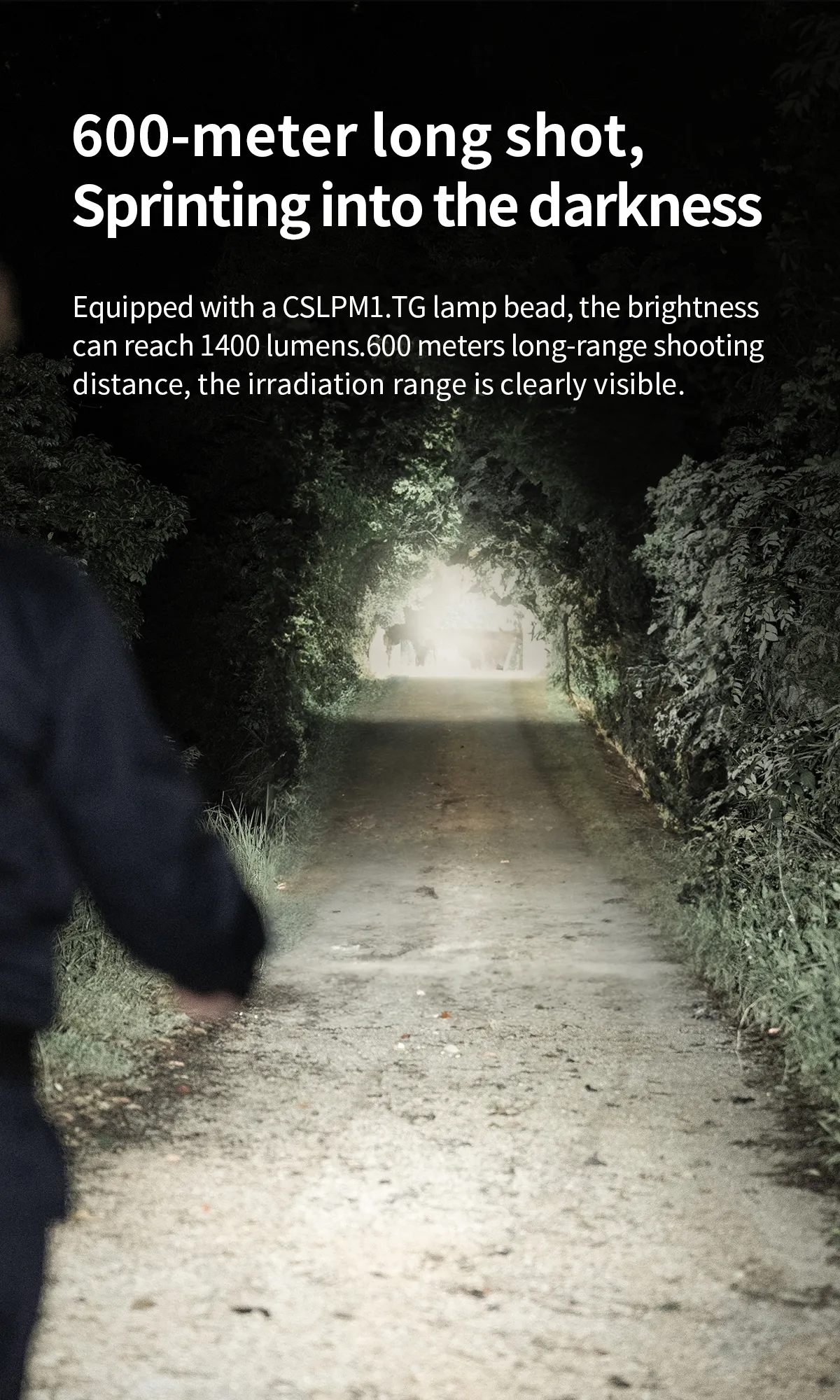 WUBEN T600 1400 Lumen 600m Long Range Tactical Flashight, USB Rechargeable Dual Button for Camping Searching Light