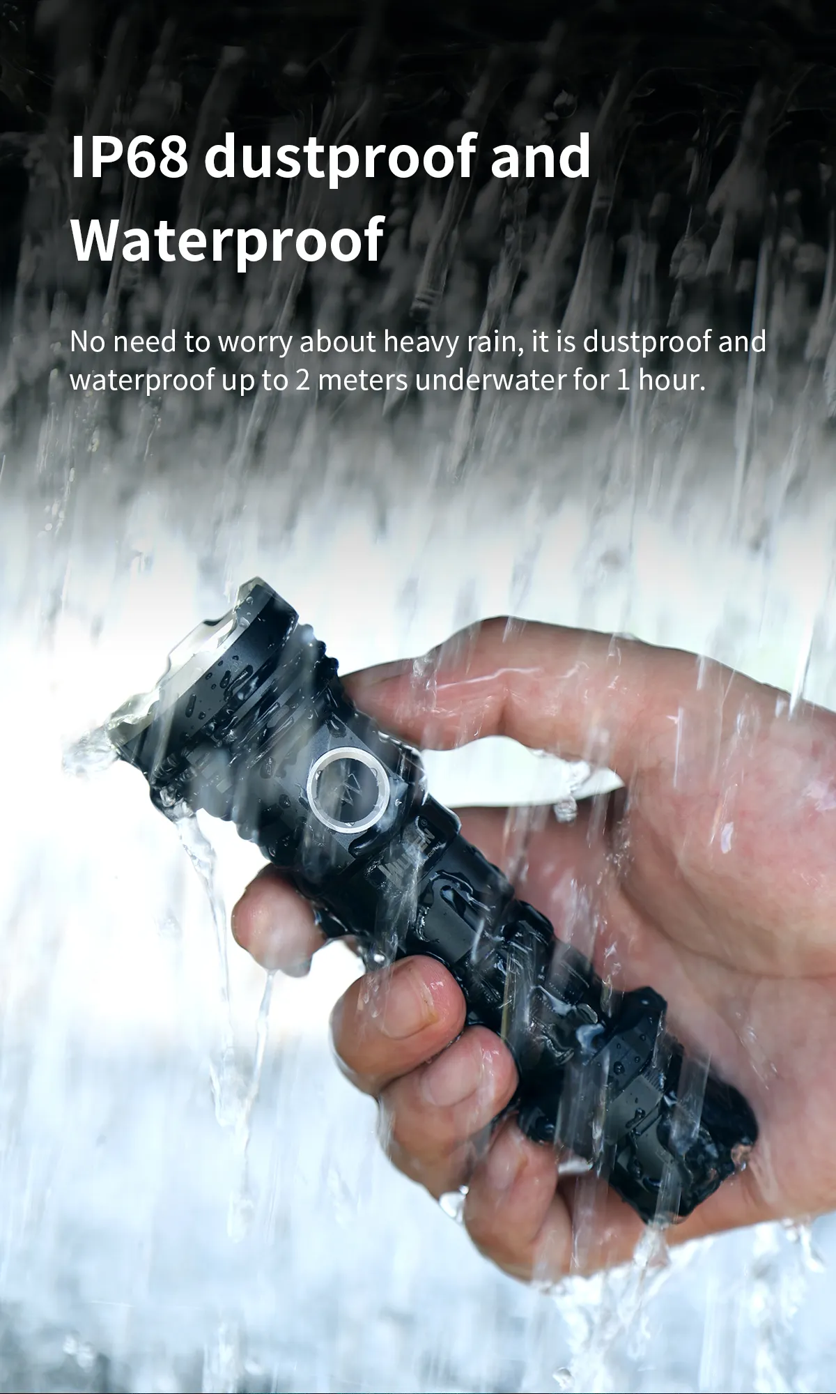 WUBEN T600 1400 Lumen 600m Long Range Tactical Flashight, USB Rechargeable Dual Button for Camping Searching Light
