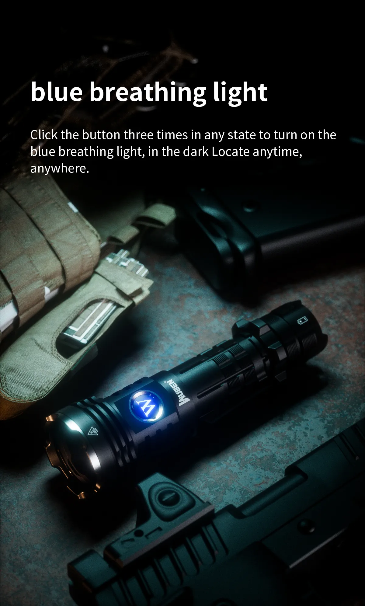 WUBEN T600 1400 Lumen 600m Long Range Tactical Flashight, USB Rechargeable Dual Button for Camping Searching Light