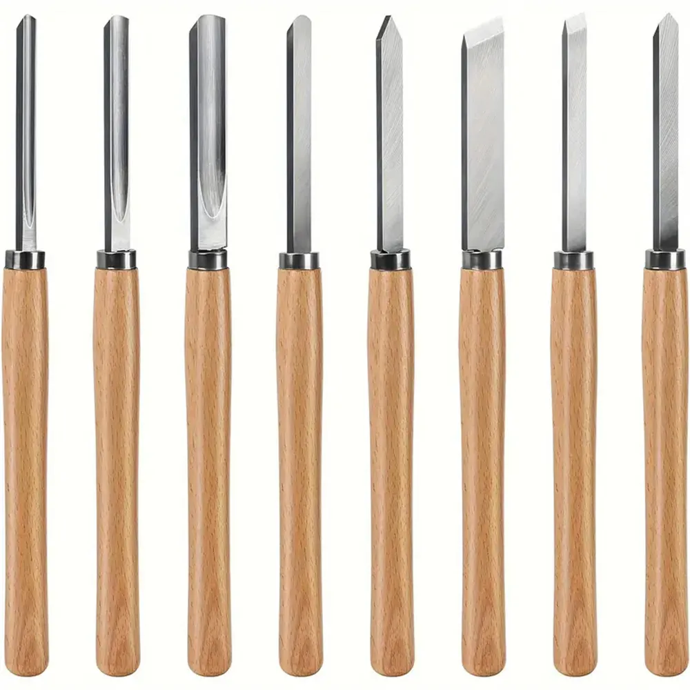 8PCS Professional Wood Turning Chisels Set High-Speed Steel Blades Lathe Chisel Kit with Skew Parting Spear Point Gouges Round Nose for Woodworking Lathe 8PCS Professional Wood Turning Chisels Set High-Speed Steel Blades Lathe Chisel Kit with Skew Parting Spear Point Gouges Round Nose for Woodworking Lathe
