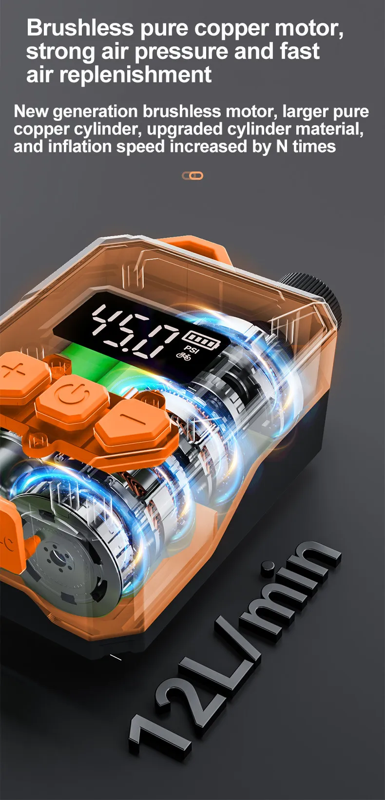 Suitu 150Psi Portable Cordless Electric Air Compressor Mini Air Pump Inflator Digital Display for Bicycle Motorcycle Ball
