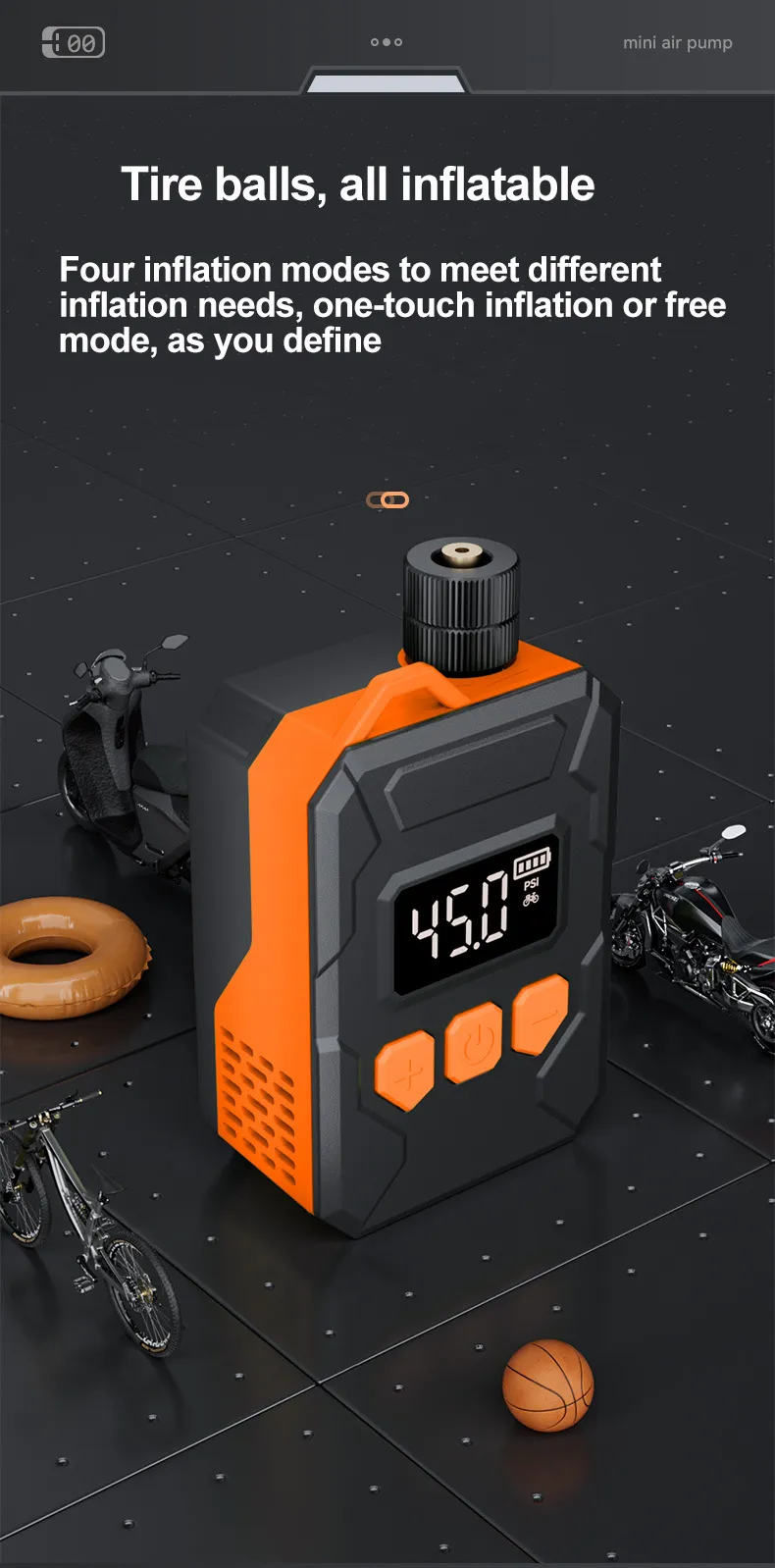 Suitu 150Psi Portable Cordless Electric Air Compressor Mini Air Pump Inflator Digital Display for Bicycle Motorcycle Ball
