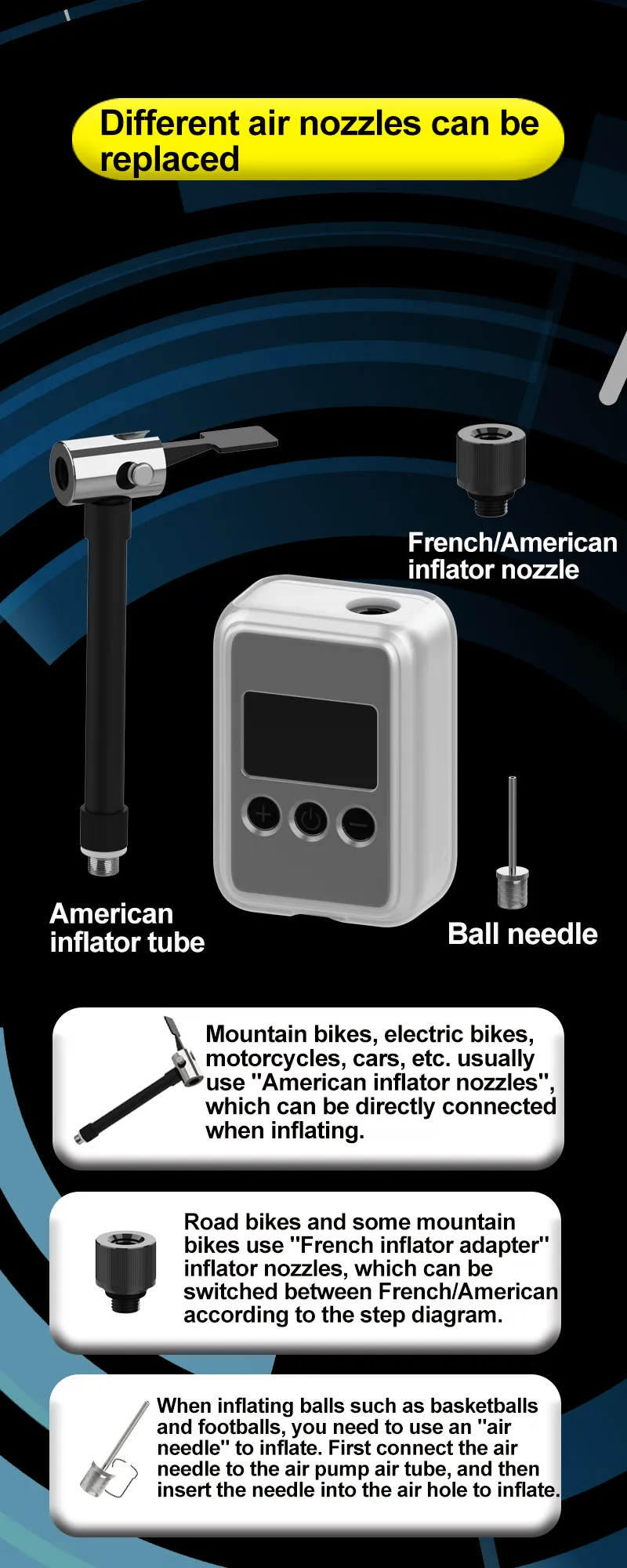 Portable Pocket Bike Pump Electric Air Pump Rechargeable Compressor Tire Inflator For Bicycle Tire Balls Motorcycles