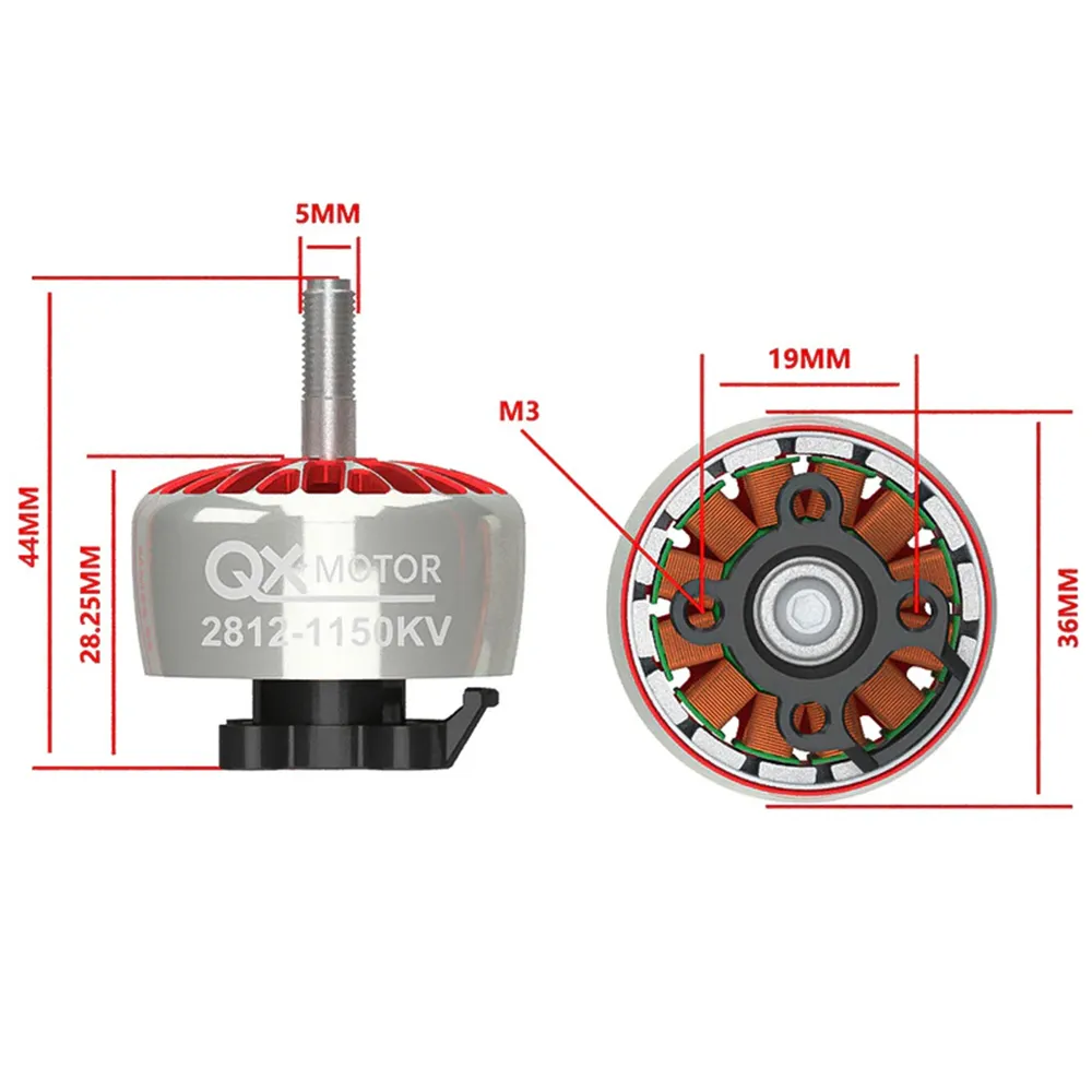 QX-MOTOR 2812 900KV 1150KV 3-6S Brushless Motor for DIY 8 9 Inch RC Drone FPV Racing