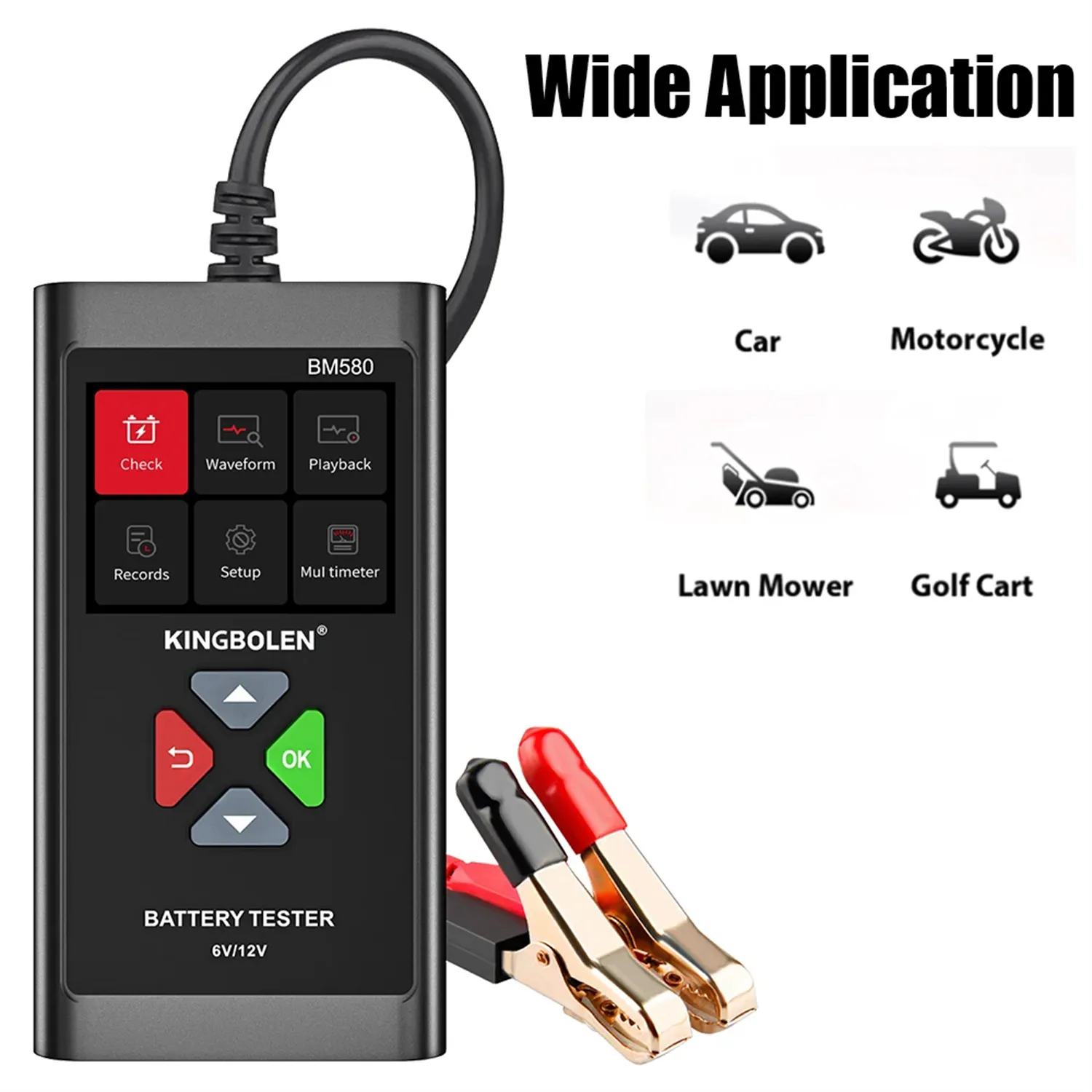 BM580 Auto Battery Tester 6V/12V Digital LCD Display CCA 100-2000 AGM GEL EFB Multi-Language Support BM580 Auto Battery Tester 6V/12V Digital LCD Display CCA 100-2000 AGM GEL EFB Multi-Language Support
