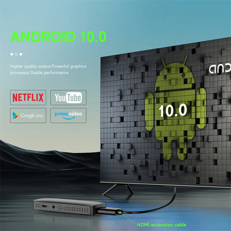 TV Stick D6 Android 10 Allwinner H313 4K 1080P WiFi 6 2.4/5.8G Smart TV Sticks para Google YouTube NETFLIX Network Media Player