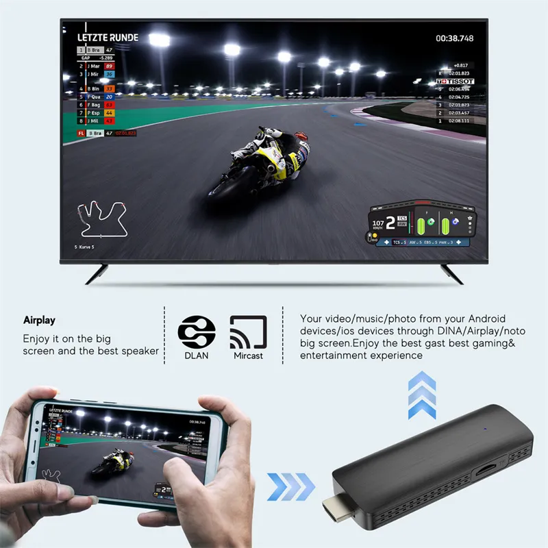 TV Stick D6 Android 10 Allwinner H313 4K 1080P WiFi 6 2.4/5.8G Smart TV Sticks para Google YouTube NETFLIX Network Media Player
