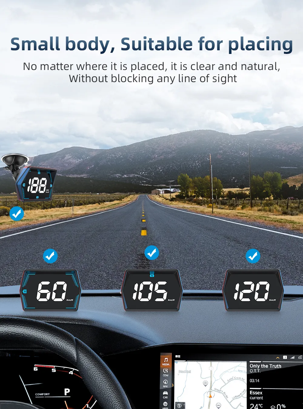 G20 Car Universal Hud Head-Up Display Beidou GPS Vehicle Speedometer High-Definition Head-Up Instrument Gongying speed unit switch