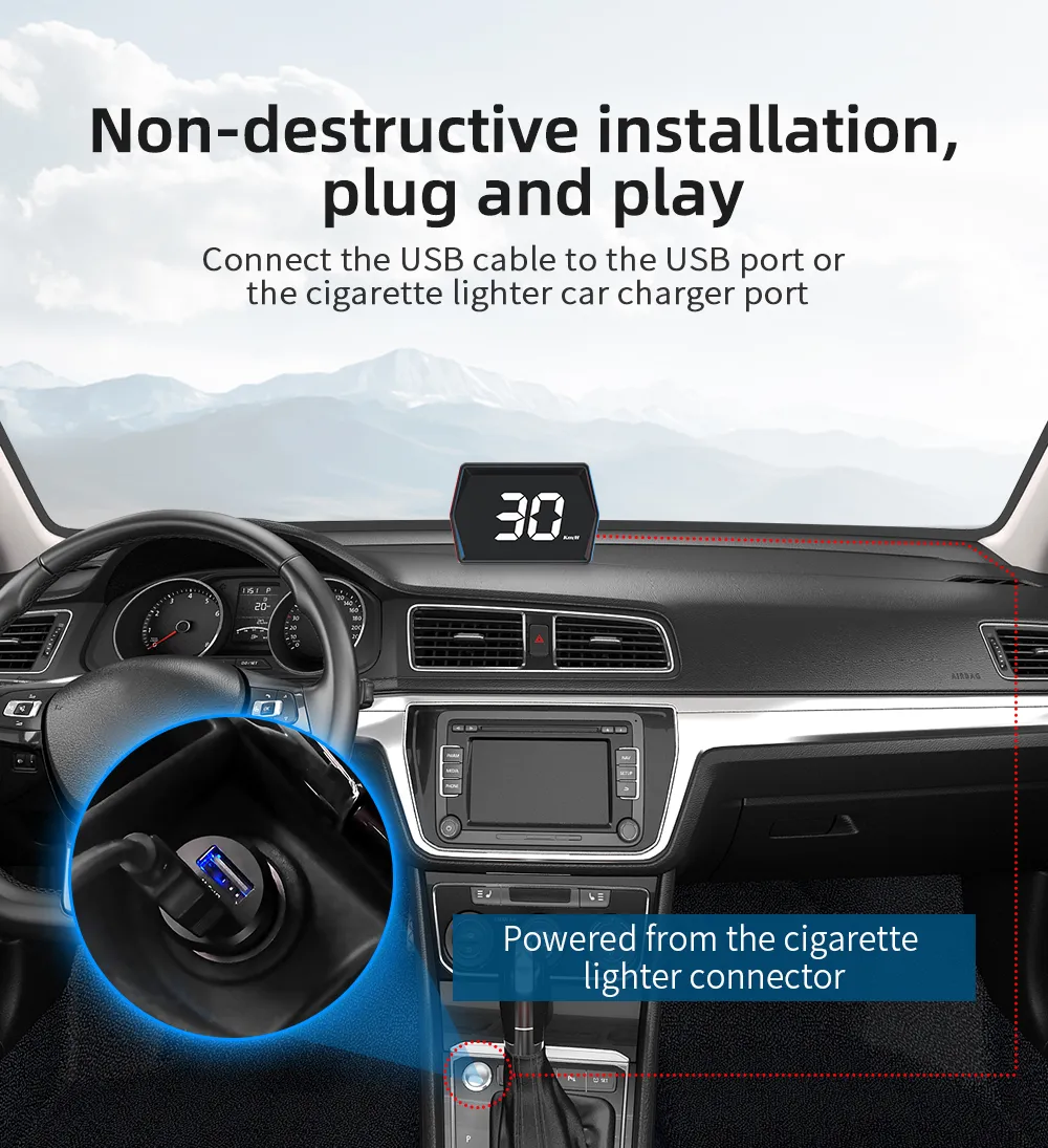 G20 Car Universal Hud Head-Up Display Beidou GPS Vehicle Speedometer High-Definition Head-Up Instrument Gongying speed unit switch