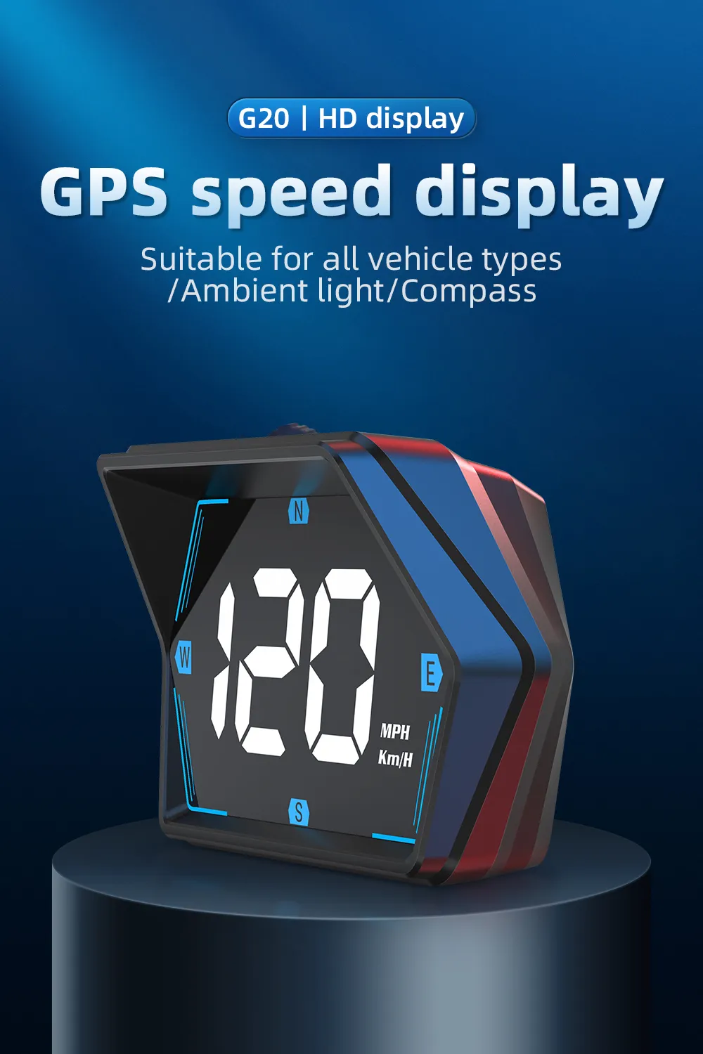 G20 Car Universal Hud Head-Up Display Beidou GPS Vehicle Speedometer High-Definition Head-Up Instrument Gongying speed unit switch