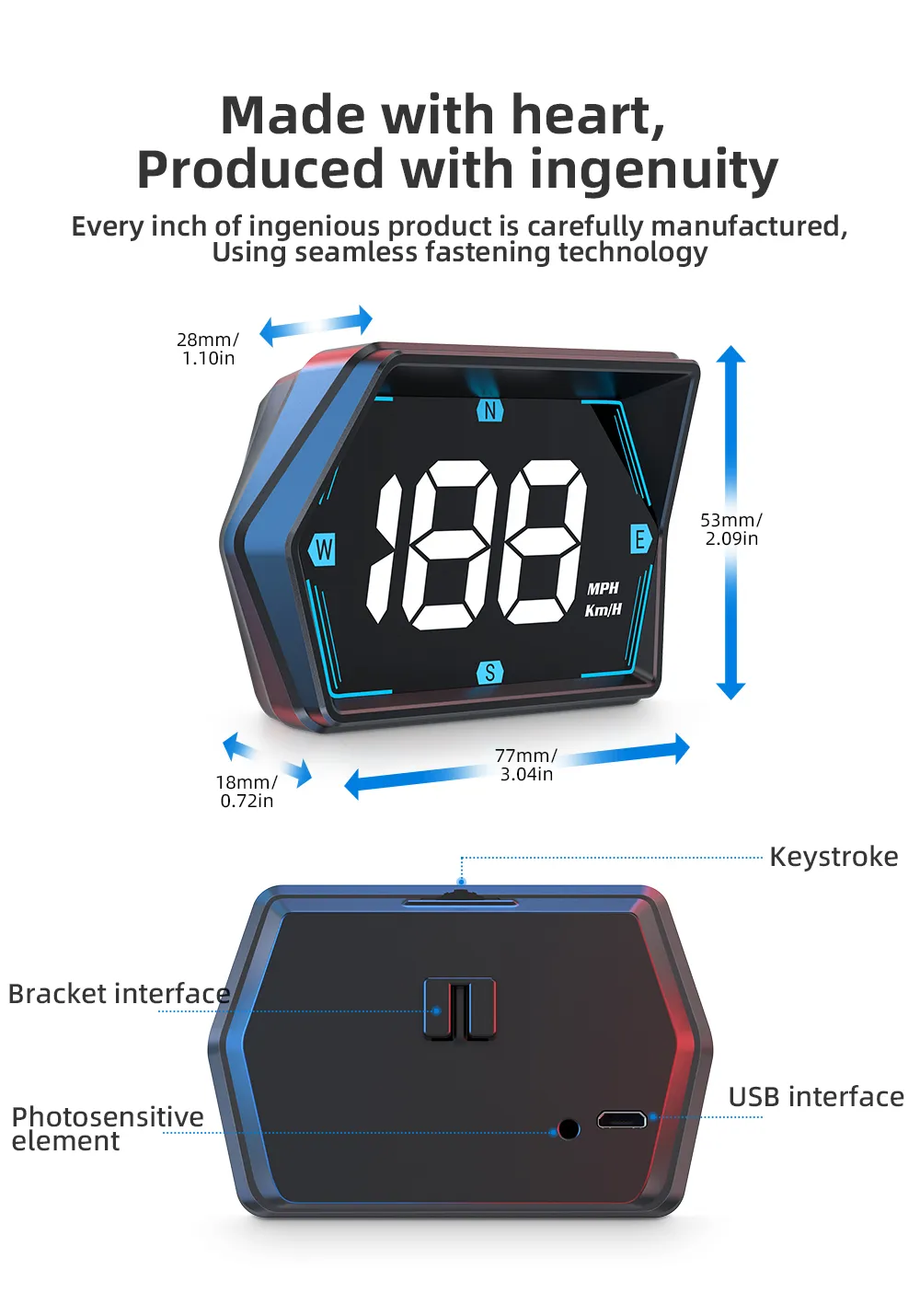 G20 Car Universal Hud Head-Up Display Beidou GPS Vehicle Speedometer High-Definition Head-Up Instrument Gongying speed unit switch