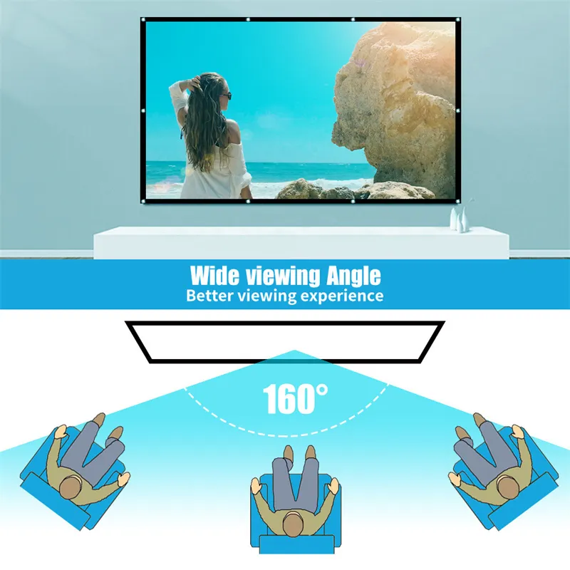 SALANGE Projector Screen 16:9 Portable Projection Screen 100/120/150 Inch Outdoor HD Movie Screen Foldable Cinema Screen for Travelling Home Theater