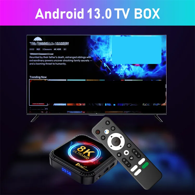 TV98 2+16G ATV 8K Smart TV Box Android 13 RK3528 Quad-core 2.4G e 5G Dual Band Wi-Fi + BT5.0 Lettore Multimediale Set Top Box