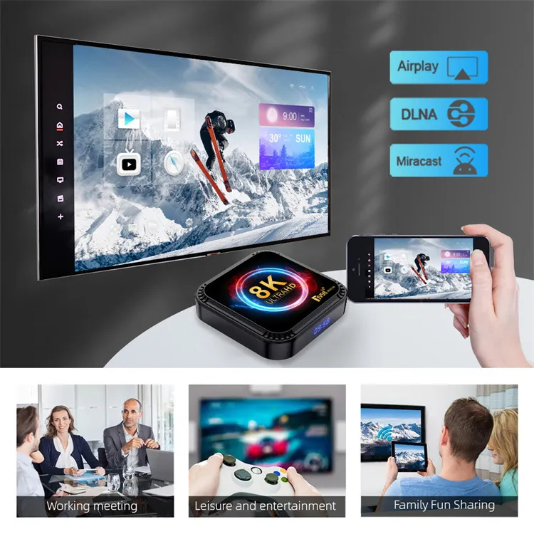 TV98 2+16G ATV 8K Smart TV Box Android 13 RK3528 Quad-core 2.4G e 5G Dual Band Wi-Fi + BT5.0 Lettore Multimediale Set Top Box