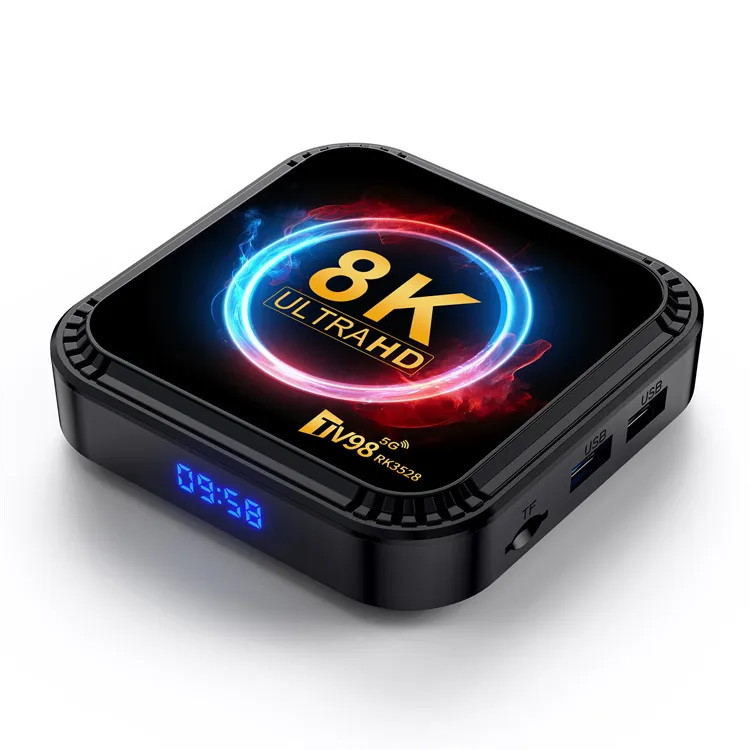 TV98 2+16G ATV 8K Smart TV Box Android 13 RK3528 Quad-core 2.4G e 5G Dual Band Wi-Fi + BT5.0 Lettore Multimediale Set Top Box