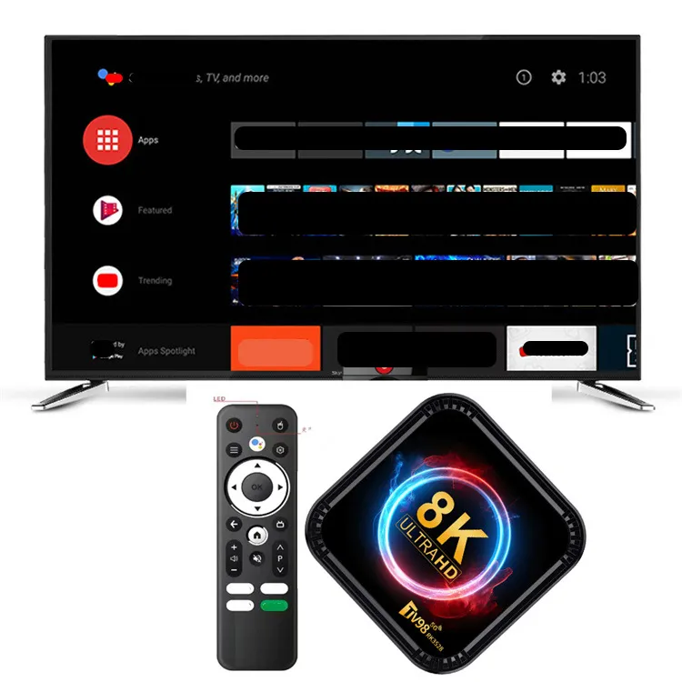 TV98 2+16G ATV 8K Smart TV Box Android 13 RK3528 Quad-core 2.4G e 5G Dual Band Wi-Fi + BT5.0 Lettore Multimediale Set Top Box