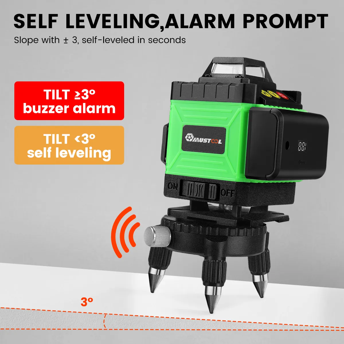 MUSTOOL 4D 16 Line Green Laser Level IP54 Self-Leveling 4000mAh Battery Touch Screen for Indoor/Outdoor Construction MUSTOOL 4D 16 Line Green Laser Level IP54 Self-Leveling 4000mAh Battery Touch Screen for Indoor/Outdoor Construction